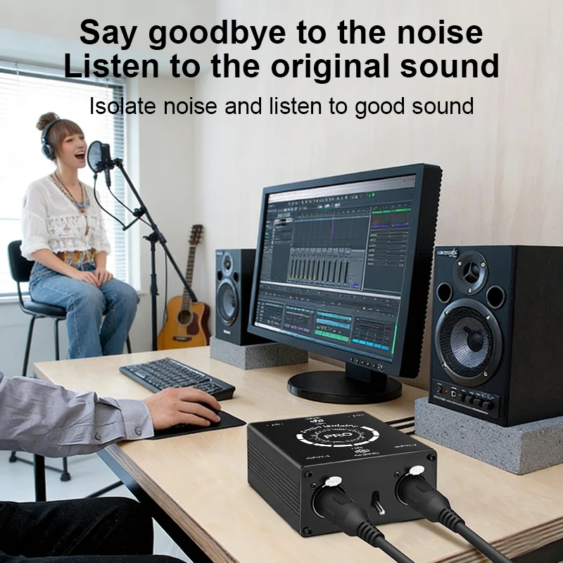HiFi Stereo XLR Audio Isolation Box Ground Loop Isolator Noise