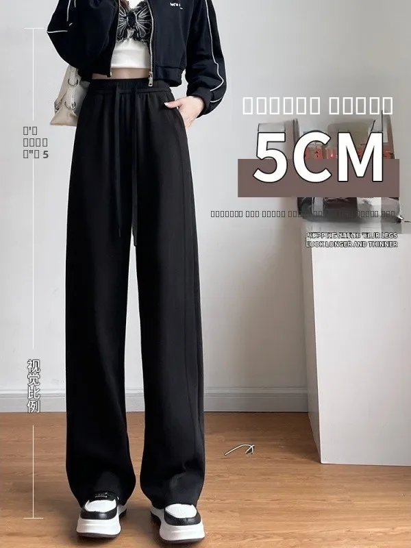 ay Straight Leg Wide Leg Pants Women's Winter 2025 New Sle Banana Spor Loose Casual Trousers High Waist Cotton Blend