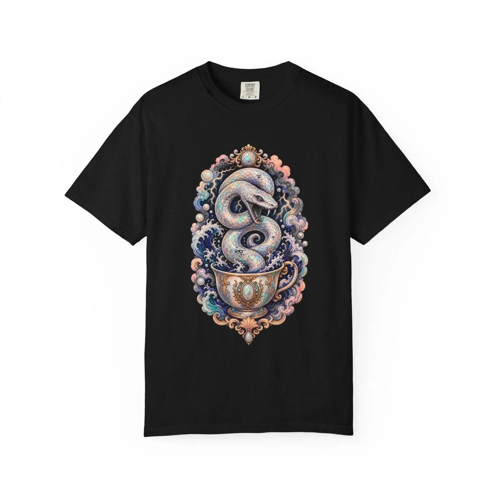 Opal Serpent Teacup Tempest T-Shirt Graphic Printed Graphic T Shirts Short Sleeve Ropa Hombre