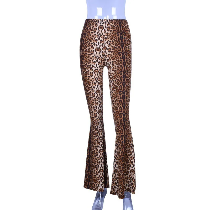 2025 Women's New Leopard Print High Waist Bottom Flared Pants