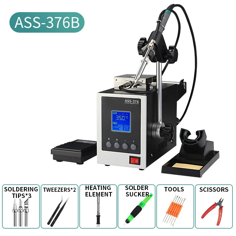 ASS-376C Foot-Operated Automatic Soldering Machine, Solder Feeder, LCD Digital Display, BGA Rework Soldering Workstation