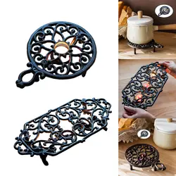 Vintage Cast Iron Tea Lite Food Dish Serving Warmer w/ Handles Round/Square
