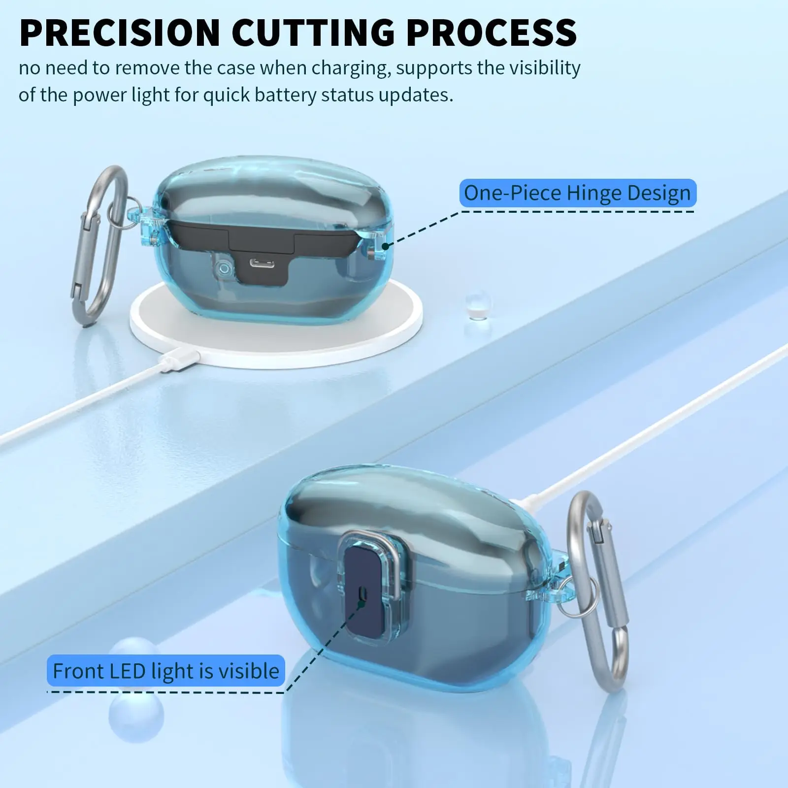 Прозрачный чехол с безопасным замком для Sony WF-1000XM5 (2023) Защитный жесткий противоударный чехол с ремешком и брелком для Sony WF-1000XM5 Чехол