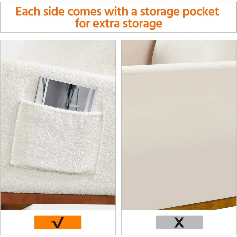 Upholstered Rocking Chair, Boucle Glider Chair Nursery Chair With High Back And Side Pocket, Rocking Accent Armchair W