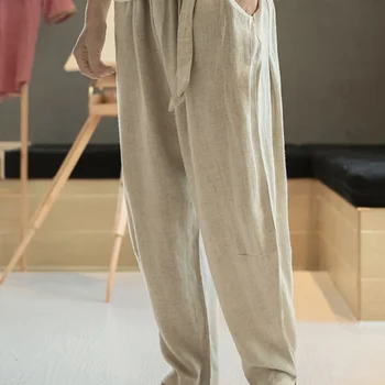 여름 새로운 일본 숲 시스템 Harlem 바지 여성 컬러 블록 디자인 감각 틈새 자른 바지 캐주얼 