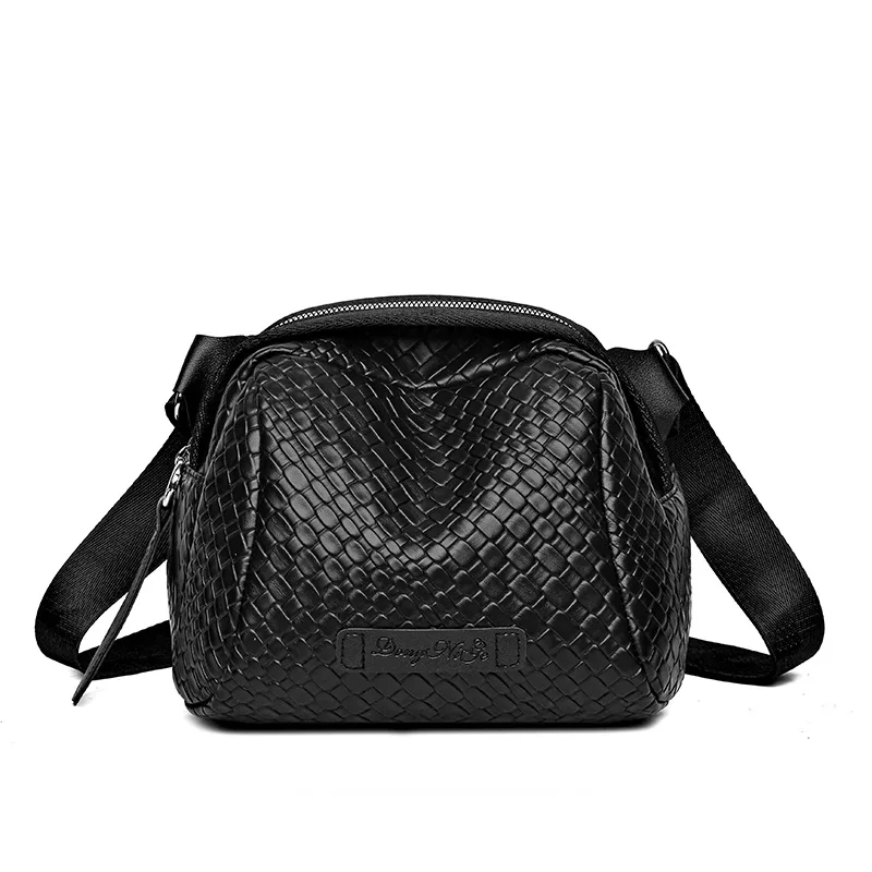 Luksusowe damskie torby na ramię Crossbody Woven Pattern Shell Bag Leather Chest Bag Fashion Mobile Phone Purses Ladies Waist Bag