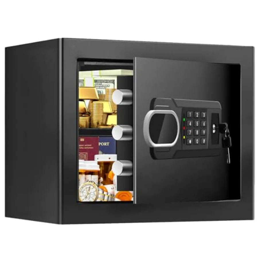 

Small Fire Safe Box for Home Personal Safe with Electronic Keypad and Spare Keys Home Safes Water and Fireproof with 3 Removabl