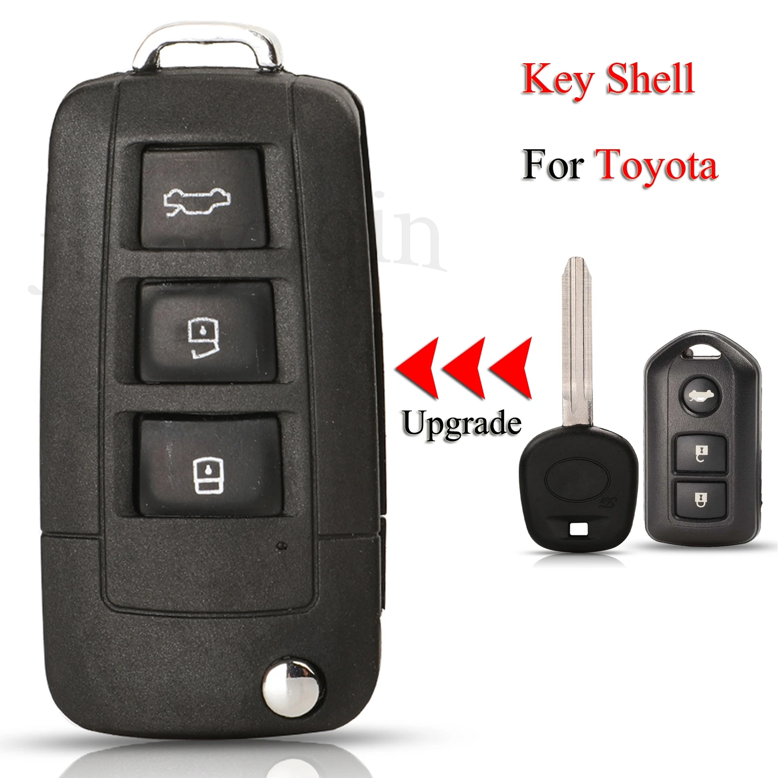 

jingyuqin Upgrade Folding Car Key Shell For Toyota Camry Prado Highlander 3 Buttons With TOY43 Blade Blank Remote Key Case Cover