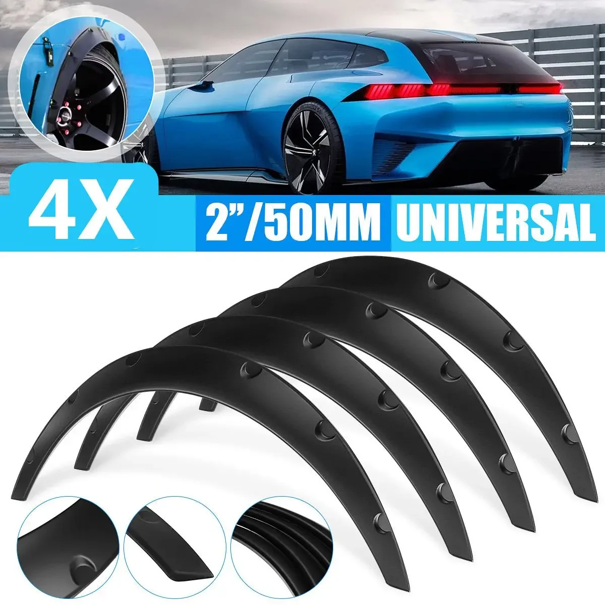 

Universal 4x Car Wheel Arch Fender Flares Mudguard Mud Splash Guard Wheel Eyebrow For BMW Benz VW Audi Ford Car Accessories