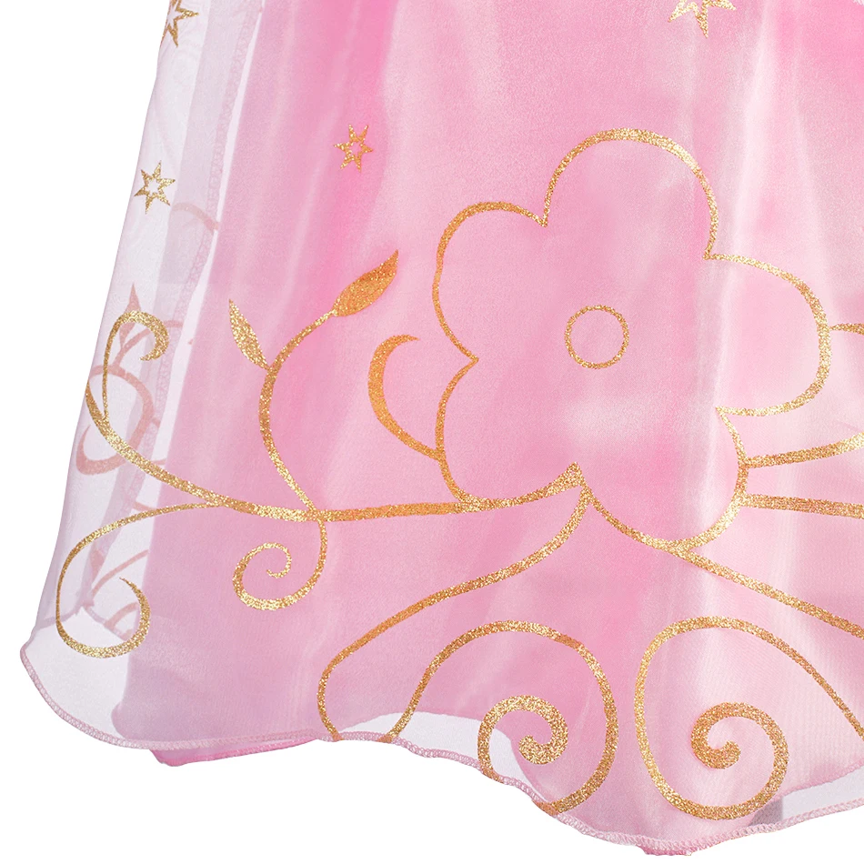 Mädchen Rosa Prinzessinnenkleid Kinder Cosplay Kostüm Zubehör Set Kindergeburtstag Party Pailletten Tüll Kleid Festliches Verkleidungsoutfit – Detail 4