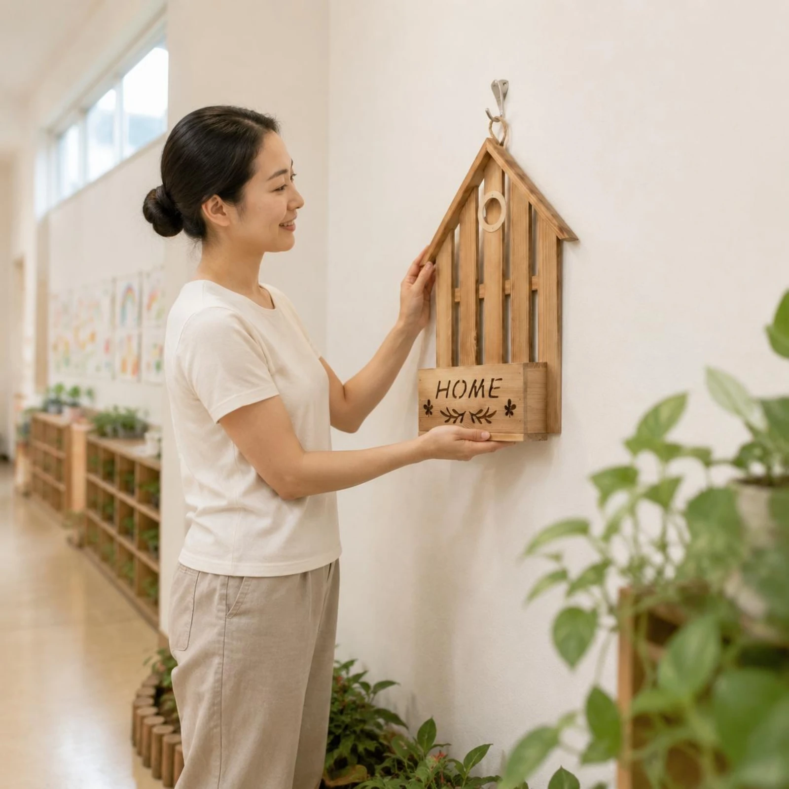 

Wooden Wall Planter Decorative Wood Wall Planter Wooden Hanging Vase Space-Saving Interior Decor Farmhouse Design for Indoor