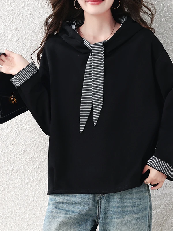 Fashionable Women's Hoodie Casual Loose Fit Long Sleeve Top for Spring Autumn plus Size Slimming Meat Covering up Top