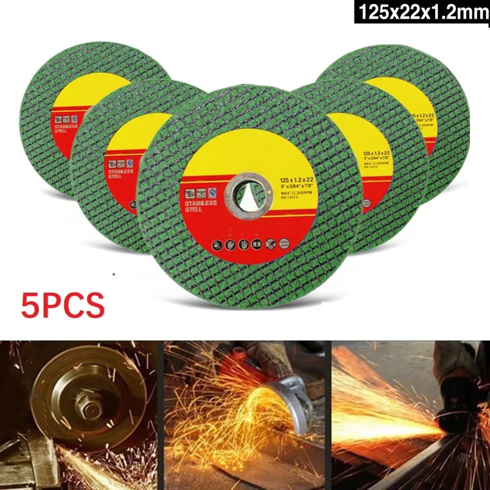 5pcs 125mm Metal Cutting Disc Angle Grinder Circular Double Diamond Mesh Grinding Wheel Ultra-Thin For Steel Stone Polishing