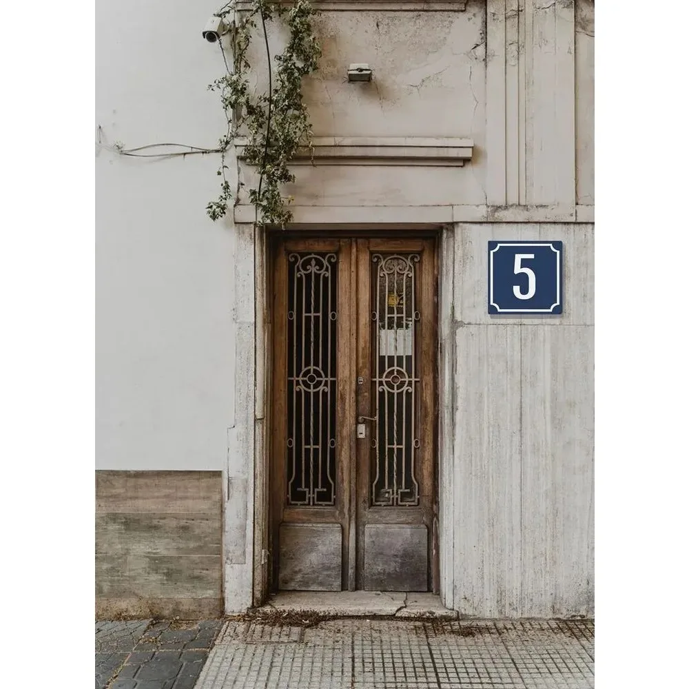 Classic Metal Plaque with N 9 Design Elegant Blue Color Anti-corrosion Coating Easy Installation