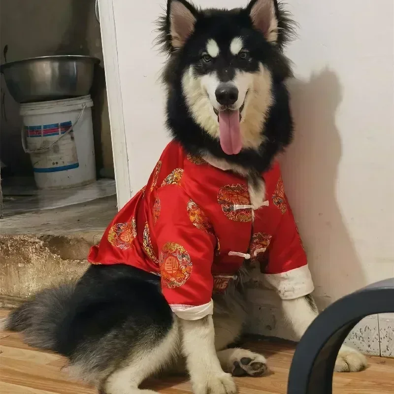 Big Dog Shirt Chinese New Year Dog Clothes Tang Suit Cheongsam Corgi Shiba Inu Samoyed Husky Labrador Golden Retriever Clothes