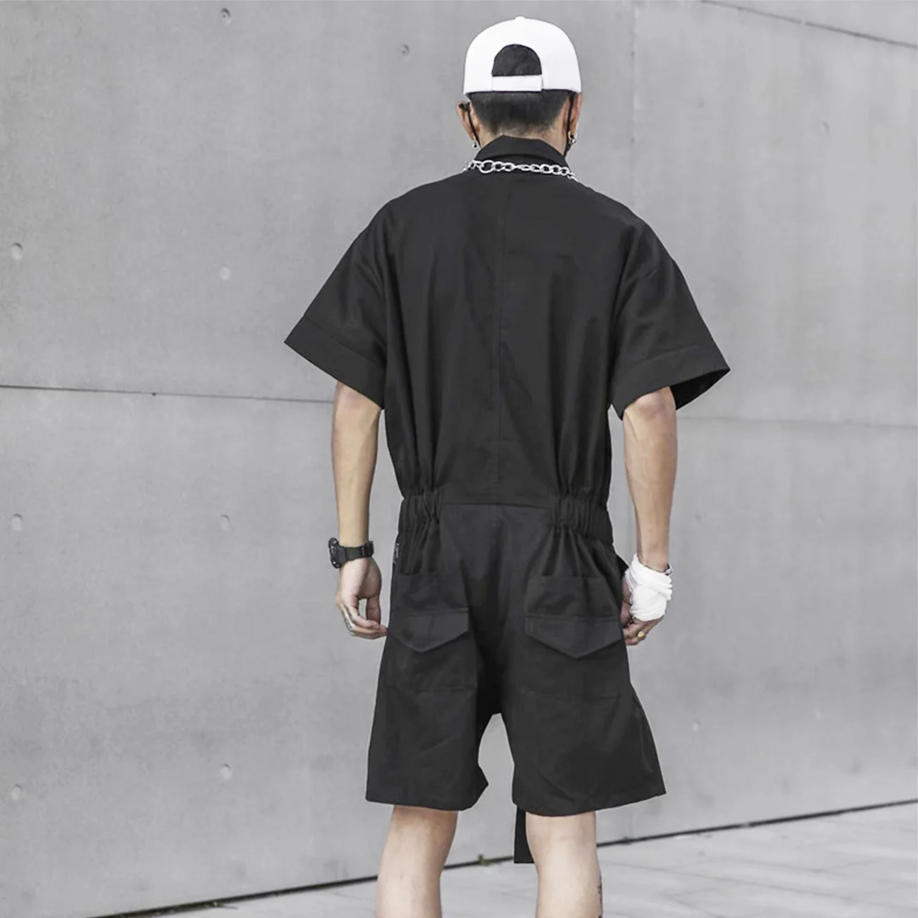 Function Techwear Cargo Overall Harajuku Hip Hop Button Belt Pants Summer Tactical Jogger Men Trousers Streetwear