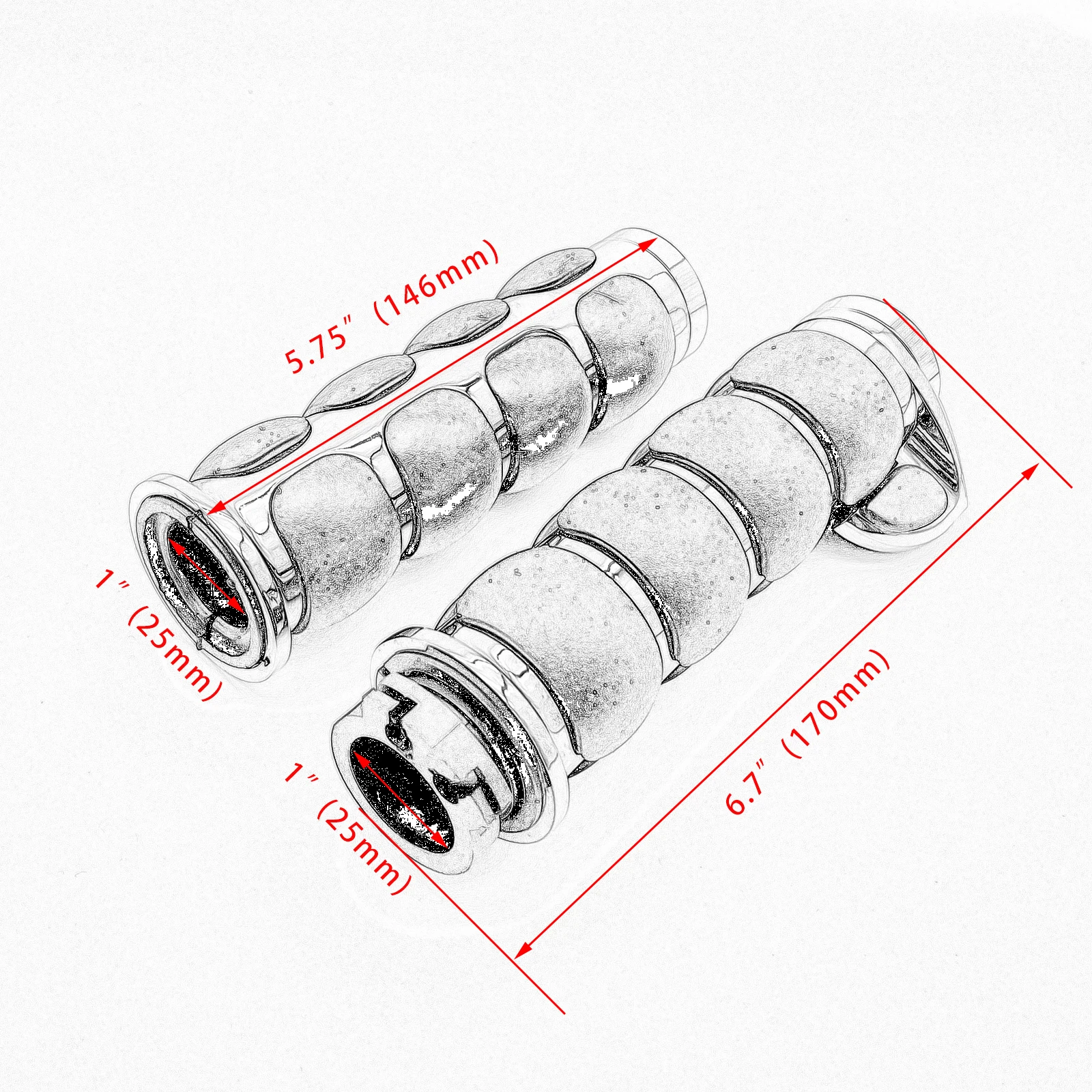 Motorcycle Hand Grips Universal Non-Slip Handlebar Grips Chrome Black Aluminum Rubber For Harley Sportster For Honda For Yamaha