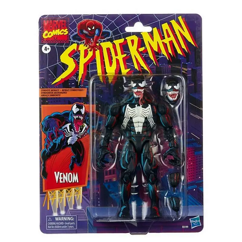 Hasbro Original 6-Polegada Marvel Legends Spider-Man Animação Retro Embalagem Série Venom Action Figure Collection Venom Sdcc Novo