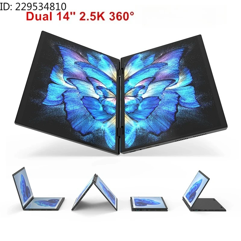 L14 Dual Screen 360°   12th Gen N95 2*14 Inch 2.5K Touch IPS Windows 11 Tablet PC 2 in 1 Notebook