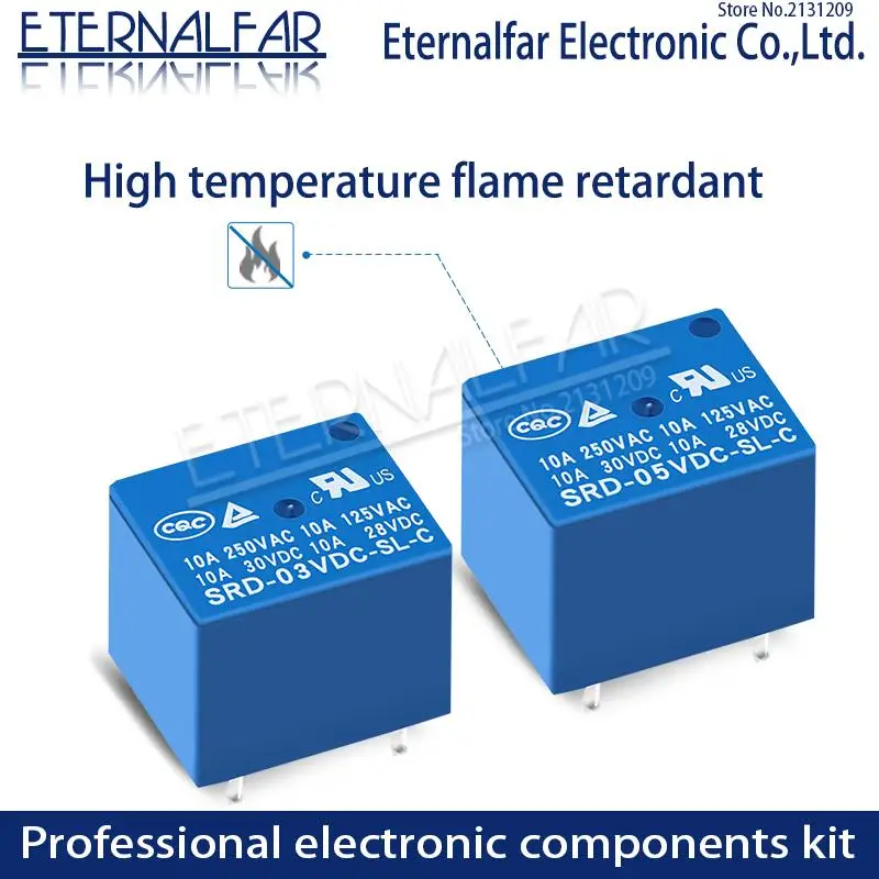 12VDC-SL-A Time Relays SRD-05VDC-SL-C 5V 6V 9V 12V 24V 48V DC 10A 125V 250V AC SPDT NO Typc A 4PIN SPDT B-M Typc C 5PIN PCB T73