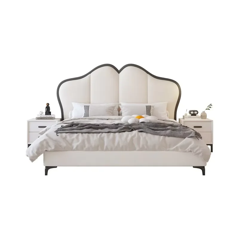 Princess Soft Leather Double Bed Modern Luxury Design Girls Adults Double Bed Queen Storage Lit 2 Personnes Bedroom Furniture