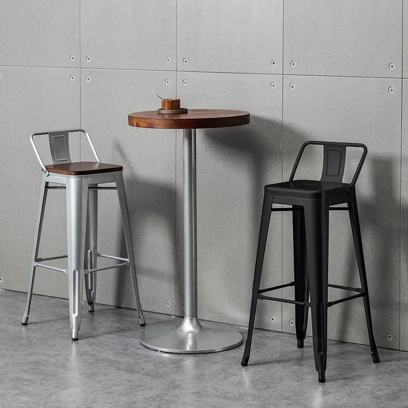 home backrest bar stool metal industrial minimalist kitchen high bar chair small apartment chaises hautes de cuisine furniture