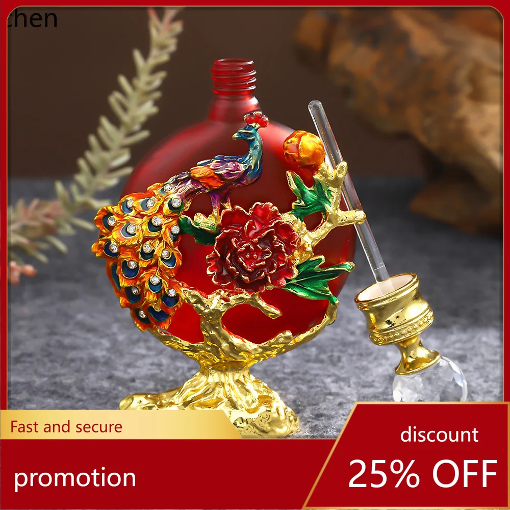 YFY  luxury peacock floral essential oil bottle - high-end exquisite cosmetic perfume atomizer