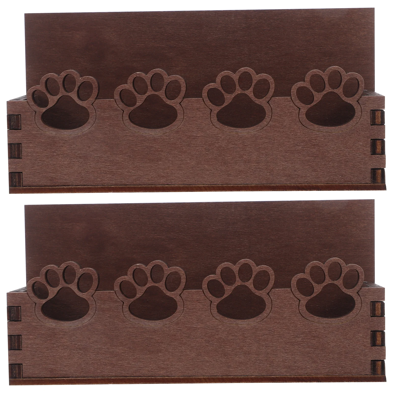 

2Pcs Cute Cat Paw Business Card Holder Natural Wood Desktop Organizer for Office Name Card Display Stand Cat Business Stand