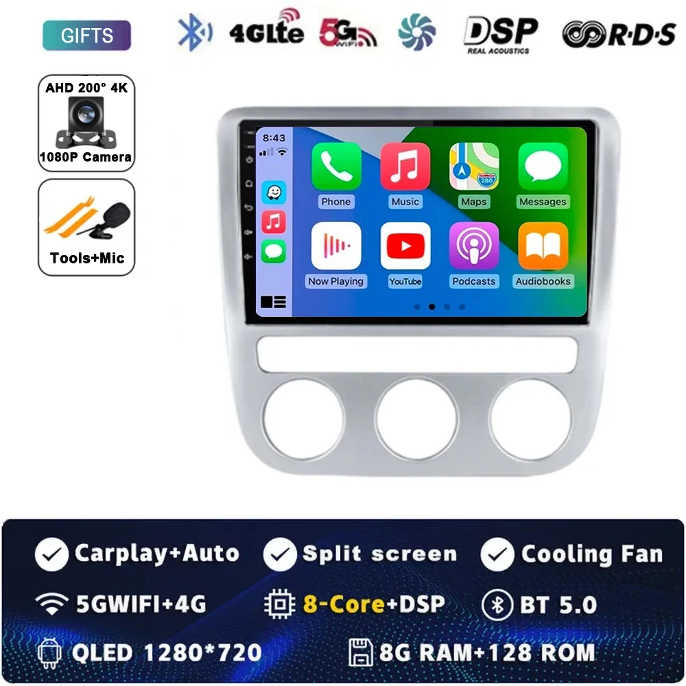 Android 15 autoradio multimedia 4G WIFI Carplay GPS navigatie voor Volkswagen VW Scirocco EOS 2009 2010 2011 2012 2013 2015 2016