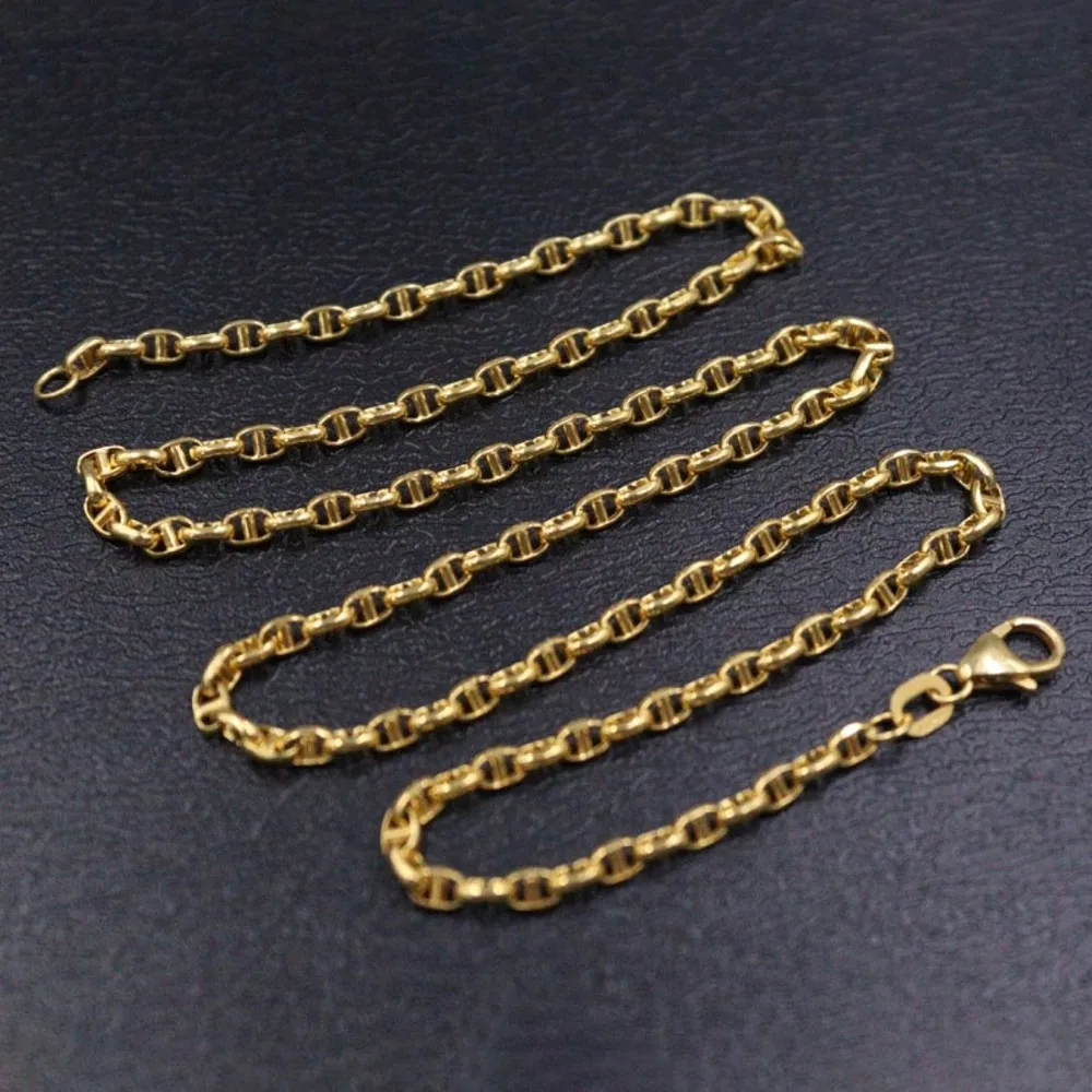 

Real Pure 18K Yellow Gold Chain Women Lucky 2.5mm Anchor Link Necklace 3.42g/40cm