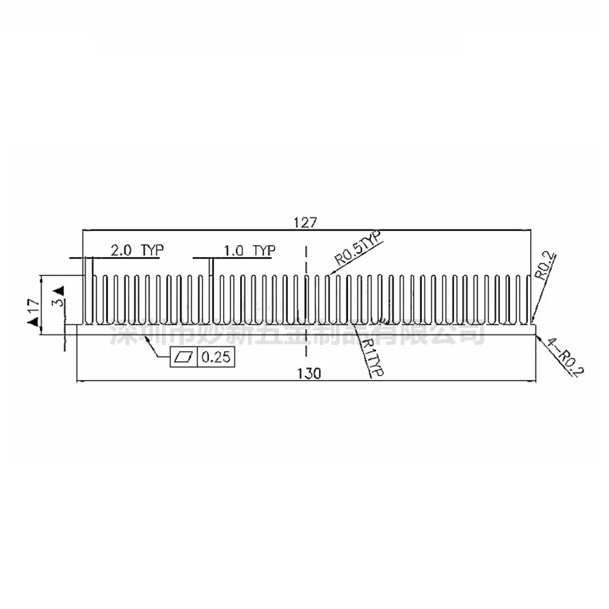 High power heat sink Aluminum power supply mainboard heat sink Dense tooth cooling block 50*130*17MM heatsink cooler