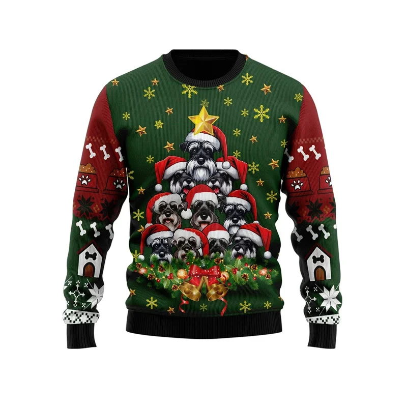 2024 moda perro árbol de Navidad sudadera gráfica doberman Rottweiler chándal galés Corgi Husky Unisex