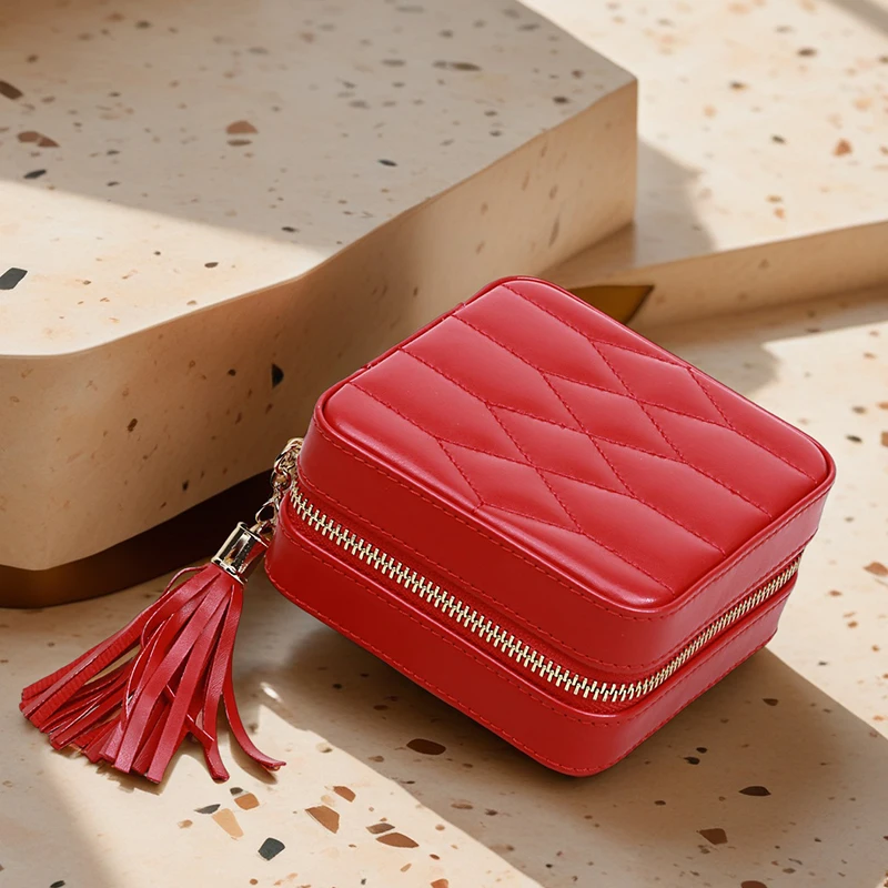 Jewelry Box PU Leather Small Jewelry Organizer for Traveling for Rings Earrings Necklace