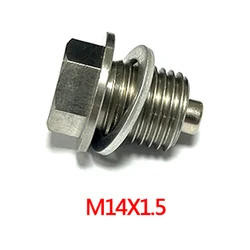 M14 x 1.5 Magnetic stainless steel Oil Drain Plug Sump Drain Nut Bolt with Gasket Crush Washer Compatible with Most Ford