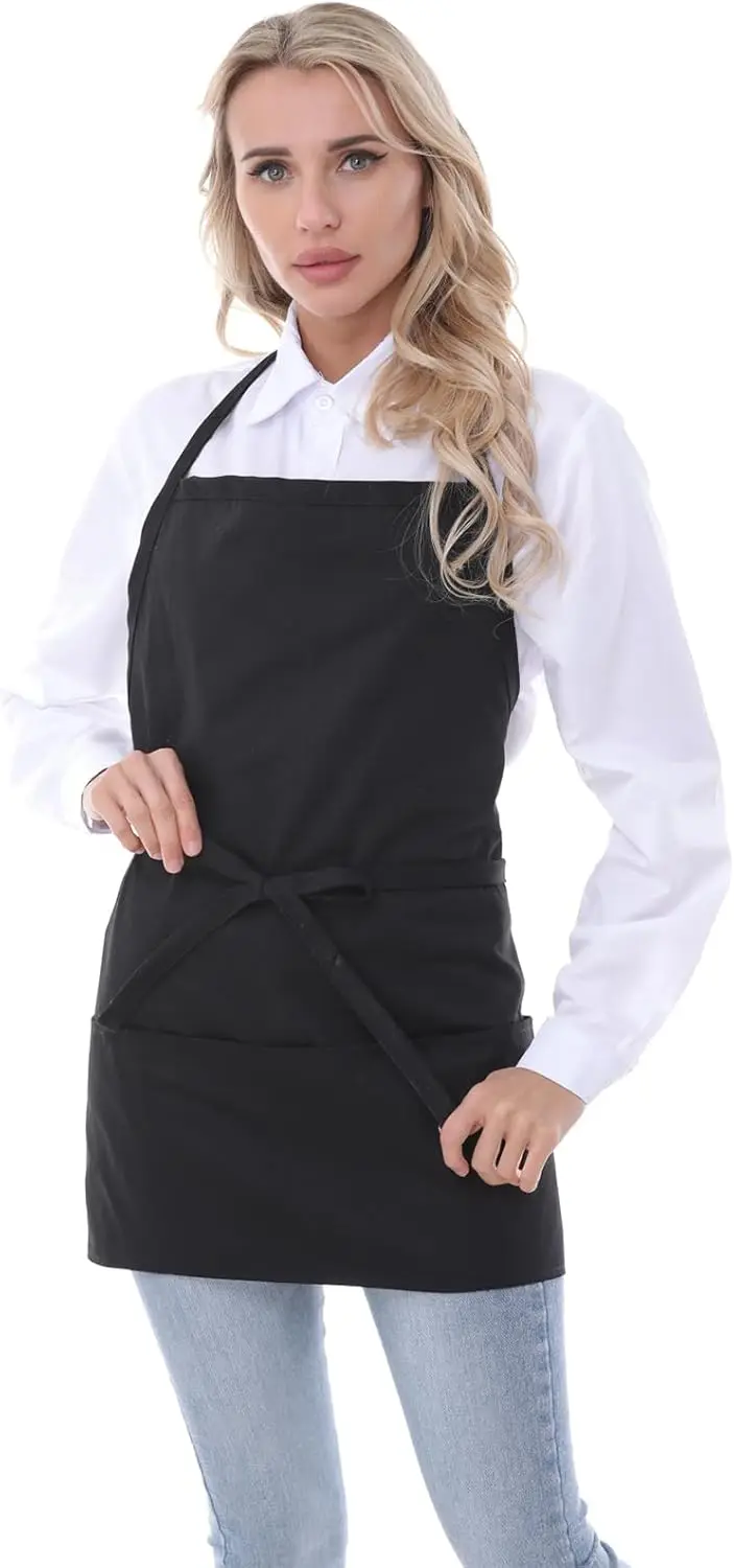 

Women's and Men's Chef Aprons with Pockets for Cooking and Serving
