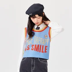 Semir-女性用の短いニットベスト,両端の色のトップ,リバーシブル,多用途,レトロ,ミニニッチ,春と秋