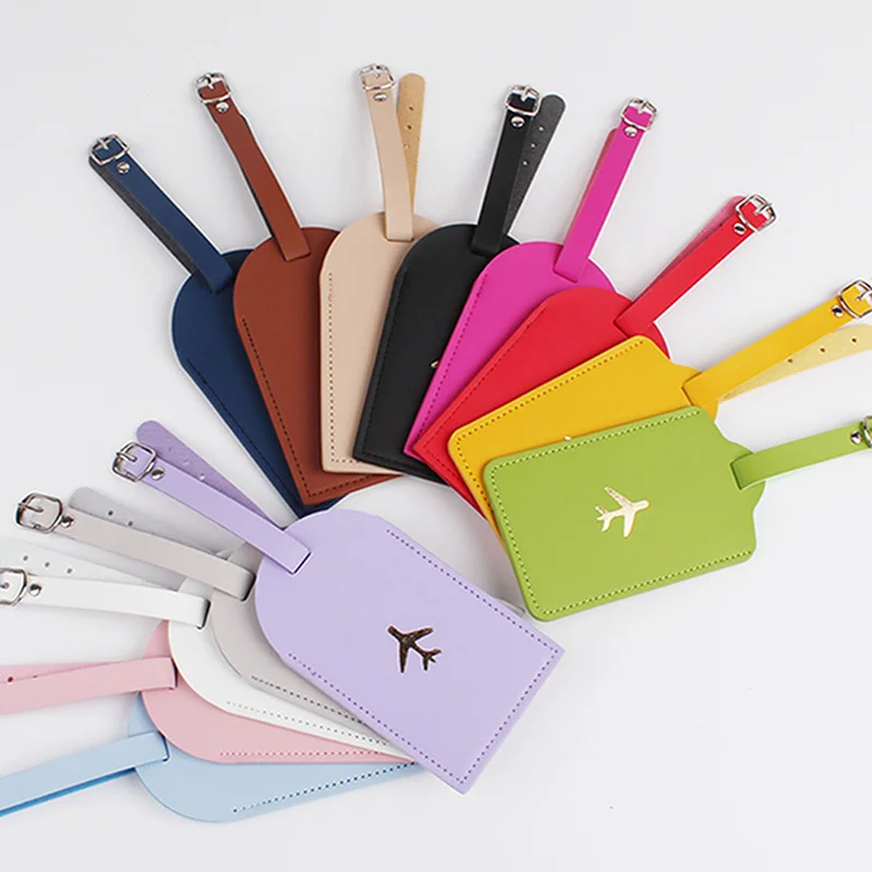 13 Colors PU Hot Stamping Plane Luggage Tag Label Bag Lover Couples Handbag Portable Travel Accessories Name ID Address Tags