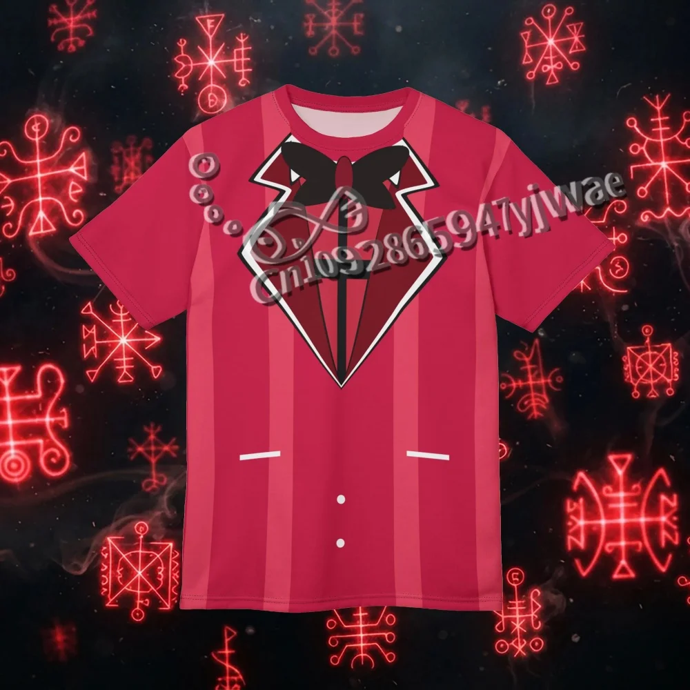 Summer Men's Women's Vox Cosplay T-Shirt Hazbin Hotel TV Demon Tuxedo Tee Alastor Cosplay Short Sleeve T-Shirt