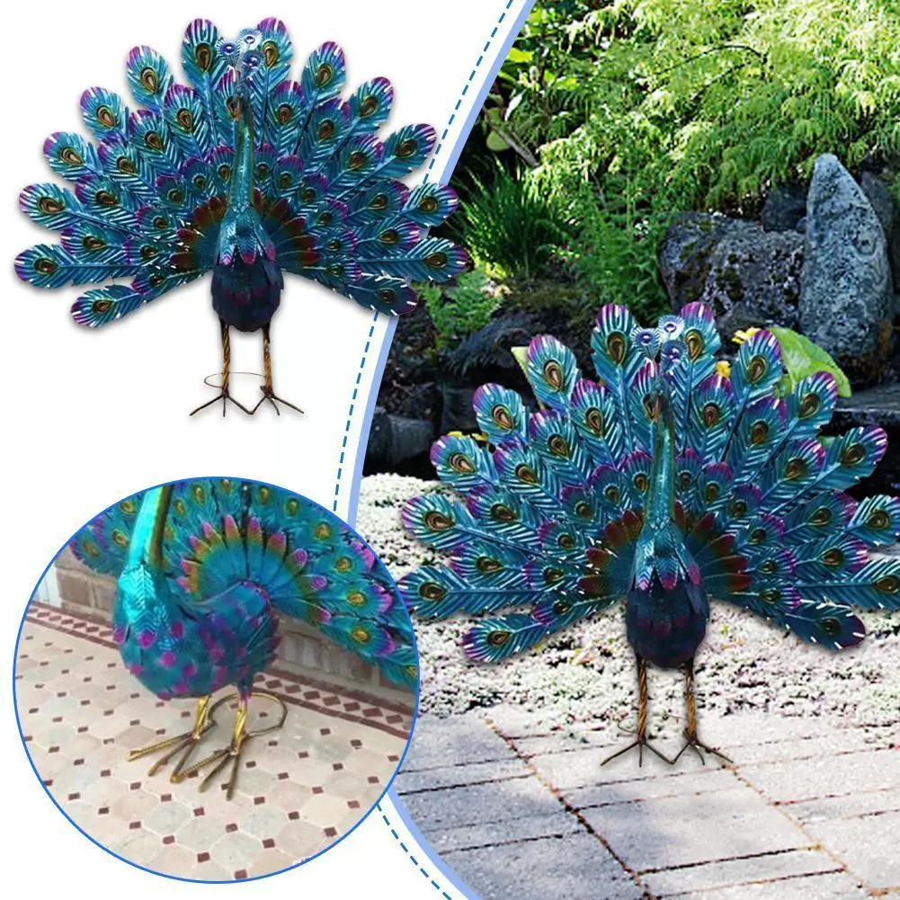 

Metal Peacock Statues Standing Posture Peacock Figurine Decorative Yard Art Sculpture For Patio Backyard Pond Outdoor Decor N7Z9