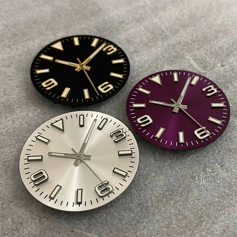 28.5mm No Logo Dial Solar Nail Decoration Green Luminous Dial+Hands Watch Dial for NH35/NH36/4R/7S Movement Modified Repair