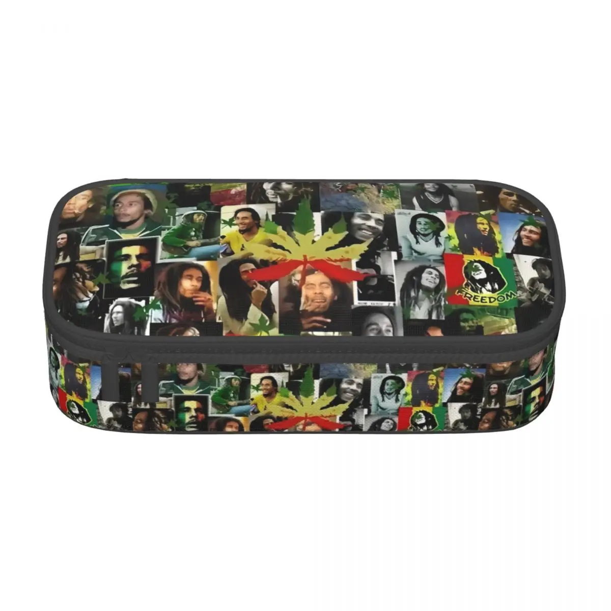 Custom Jamaica Singer Reggae Rock Bob Marleys Pencil Case for Boys Gilrs Large Capacity Pen Box Bag School Accessories