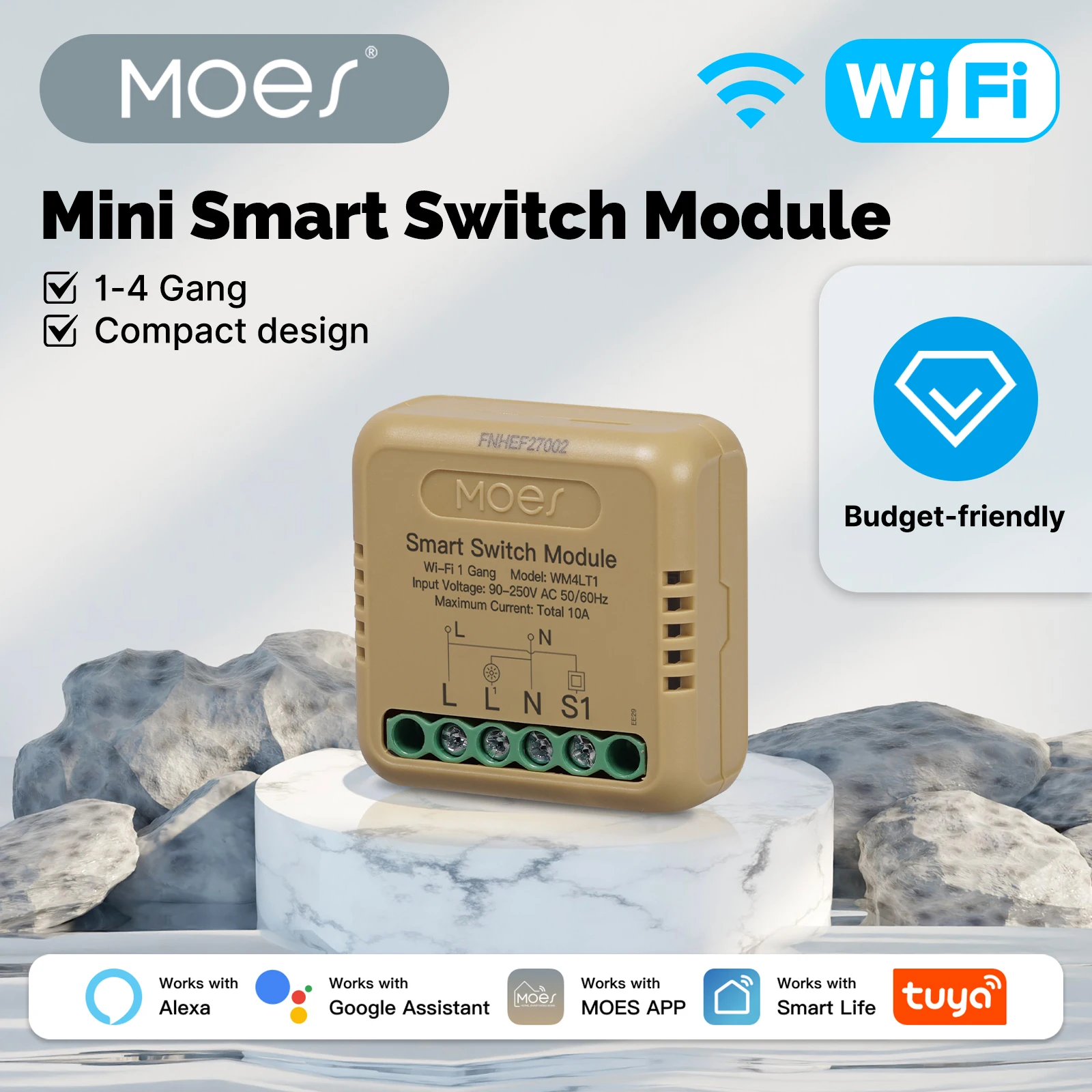 MOES Tuya WiFi/Zigbee Mini Smart Switch Module DIY 1-4 Gang Voice Control Work With Google Home Alexa Timer Home Automation