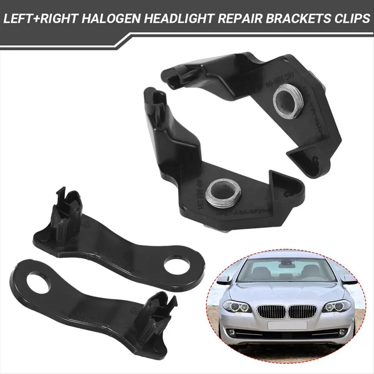 11-1Pair Front Headlight Bracket Repair Kits for BMW E60 E61 525i 530xi 540i 545i 550i 2003-2010 63126941478 63126942478 - view 6