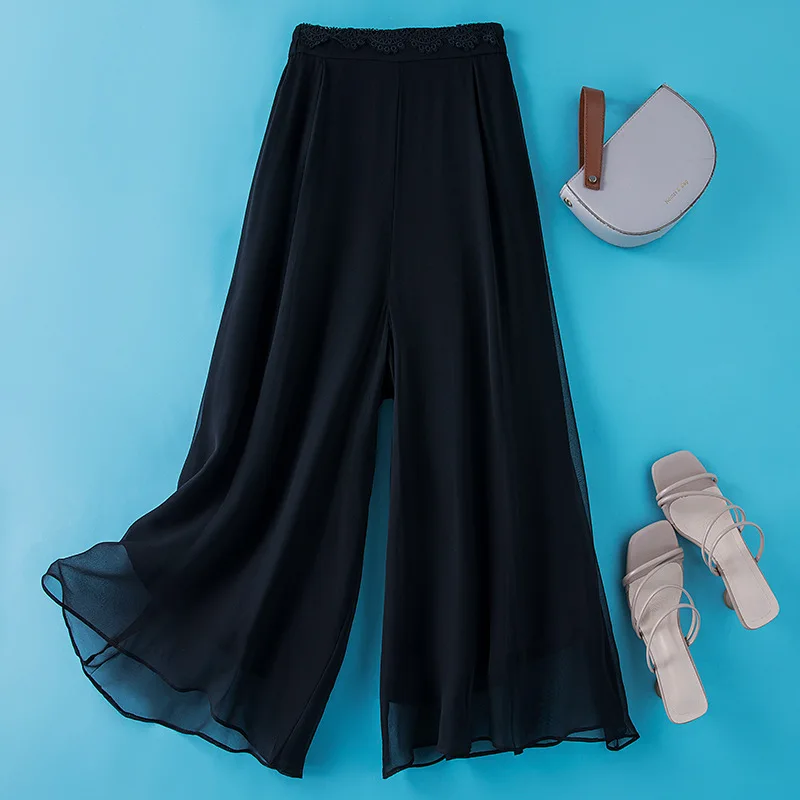 YOLANFAIRY 100% Real Mulberry Silk Pants for Woman Summer 2026 Comfortable Loose Trousers Women Wide Leg Pants Casual Pants New