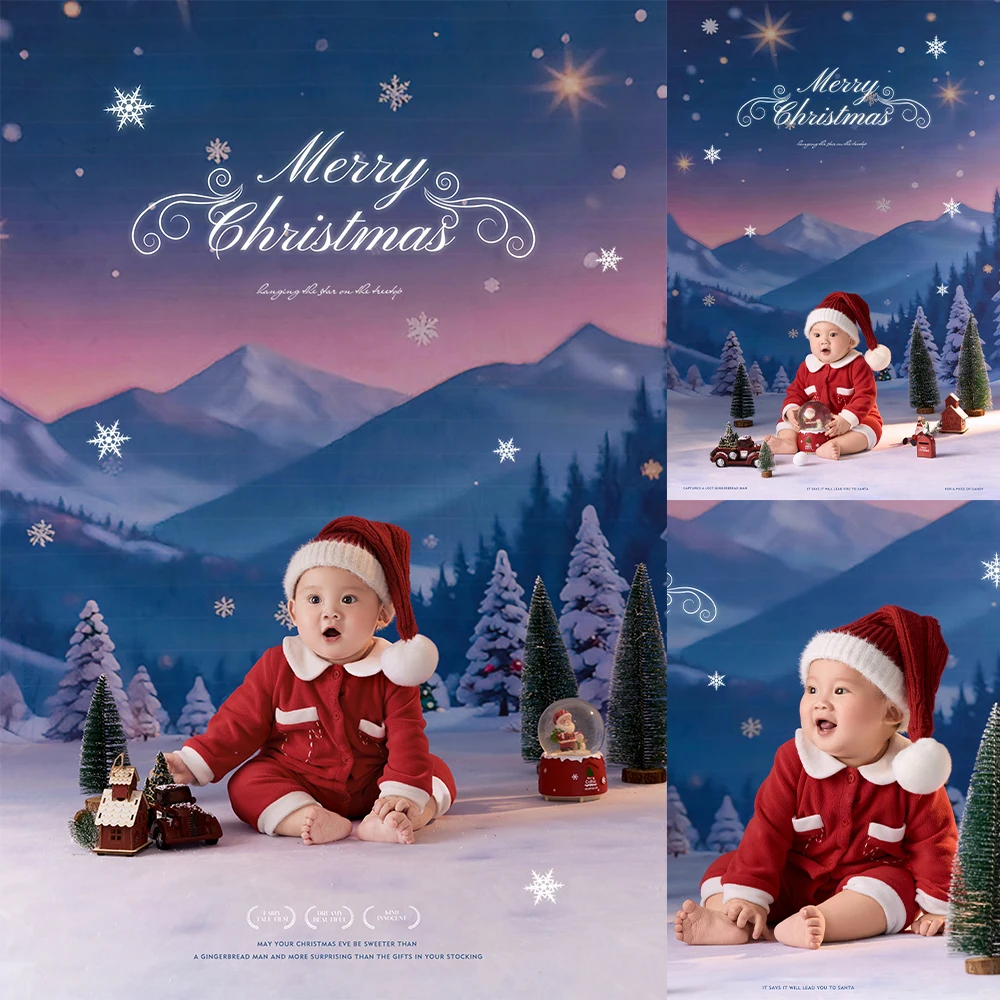 

3-4 Month Baby Christmas Photoshoot Infant Red Knitted Santa Suit with Plush Pom-Pom Hat Holiday Shoot Session for Photo Studio