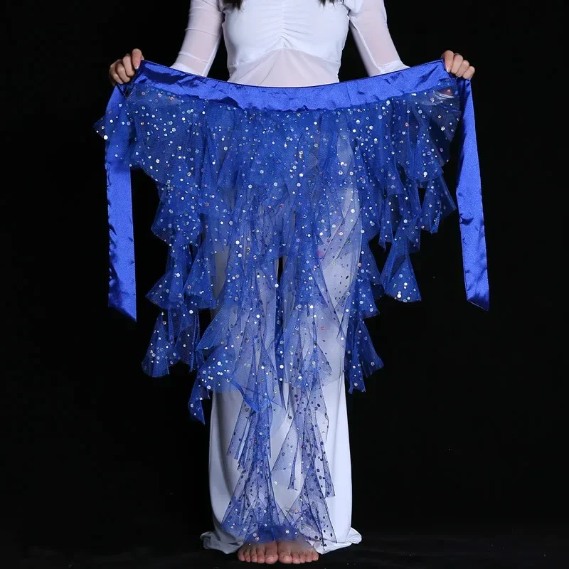 Neue Bauchtanz Kostüm Quaste Wrap Gürtel Chiffon Hüfte Schal Tribal Wellen Bauchtanz Pailletten Hüfte Schal