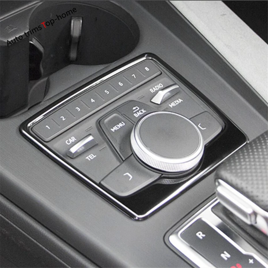 Center Gear Box Shift Panel Console Multimedia Button Decor Frame Cover Trim Fit For Audi A4 A5 B9 2016 - 2021 Car Accessories