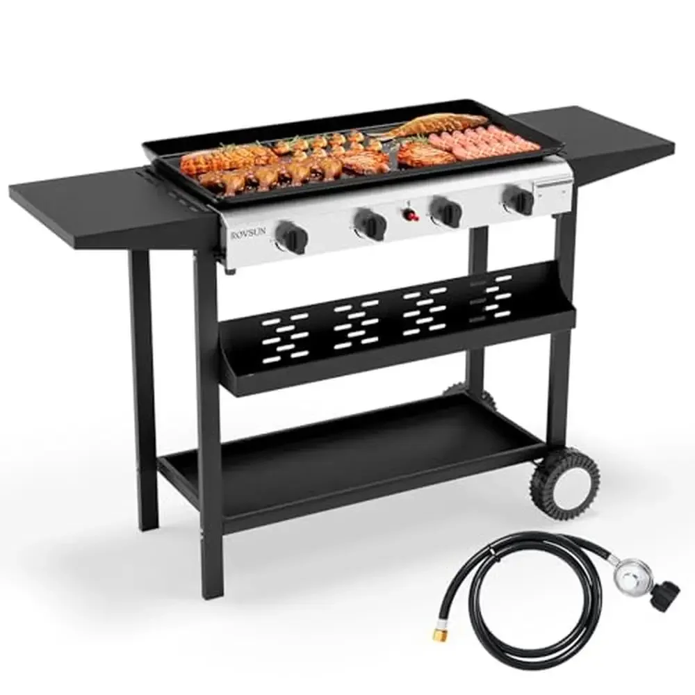 4 Burner Portable Gas Grill with Independent Ignition Nonstick Propane Griddle Outdoor Cooking，getOptionText(Locale.CHINA