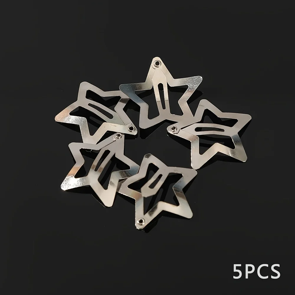 5/15/30/60/100/200 Stück Y2K Silber Stern Haarspangen für Mädchen Metall Snap Clip Haarnadeln Haarspangen Haargriff Juwel Haarschmuck