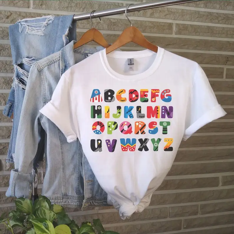 KindergartenT-shirt Preschool Teacher  Alphabet shirt Appreciation gift O Neck Short Sleeve Tees 100% Cotton Female Clothes